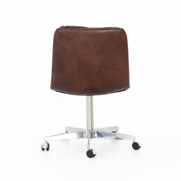 Malibu Leather Swivel Desk Chair in Brown Antique Whiskey