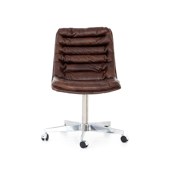 Malibu Leather Swivel Desk Chair in Brown Antique Whiskey