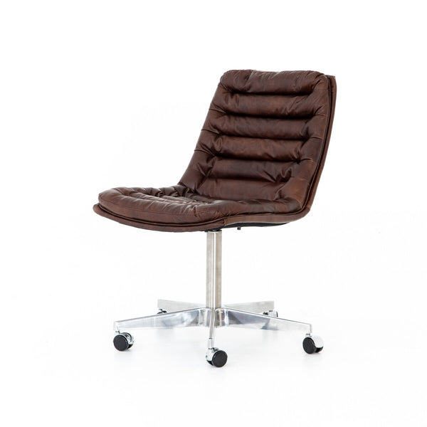 Malibu Leather Swivel Desk Chair in Brown Antique Whiskey
