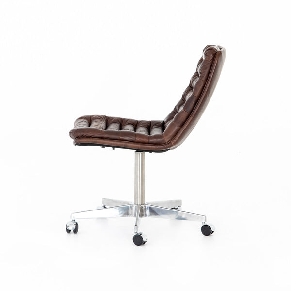 Malibu Leather Swivel Desk Chair in Brown Antique Whiskey