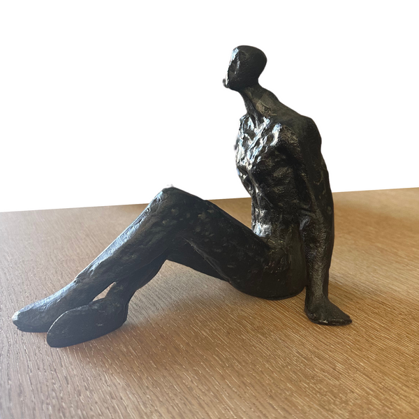 Vintage Brutalist Giacometti-Style Bronze Metal Shelf Statues