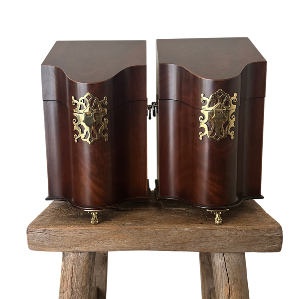 Pair of Vintage Mahogany Reproduction Knife Boxes