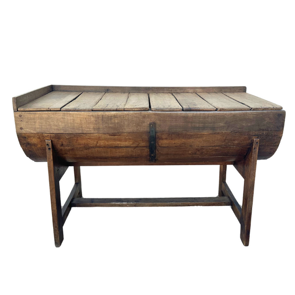Antique French Large Oak Dough Barrel on Stand