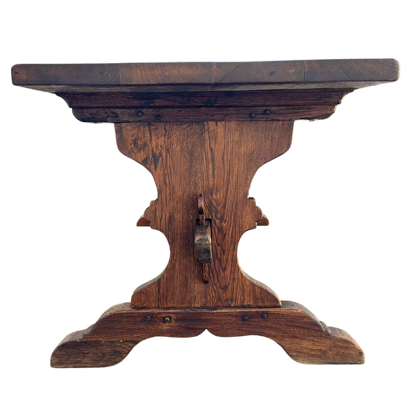 Solid Oak Cottage Style Trestle Base Dining Table