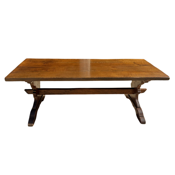 Solid Oak Cottage Style Trestle Base Dining Table