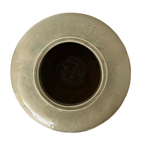 Vintage Celadon Ceramic Vase with Crackle Finish - SOLD