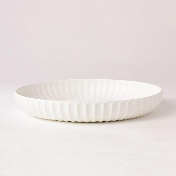 Large White Ceramic Flute Bowl