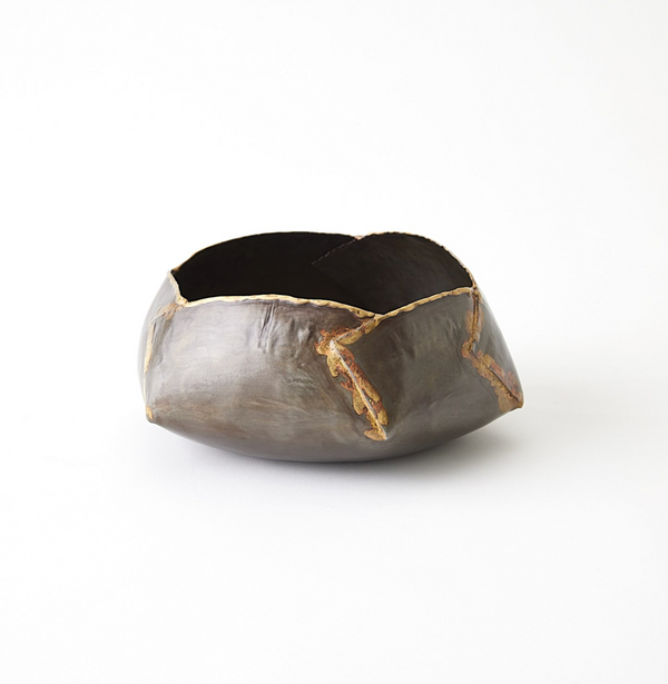 Pleated Armor Bowl Collection in Antique Gunmetal