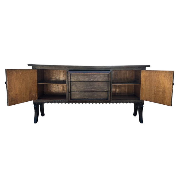 Vintage Audoux - Minet Inspired French Cerused Oak Sideboard with Woven Door Panels - SHOP by Interior Archaeology