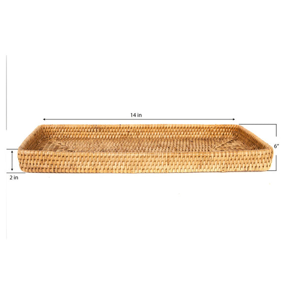 Woven Burmese Rattan Rectangular Vanity Tray - SHOP by Interior Archaeology
