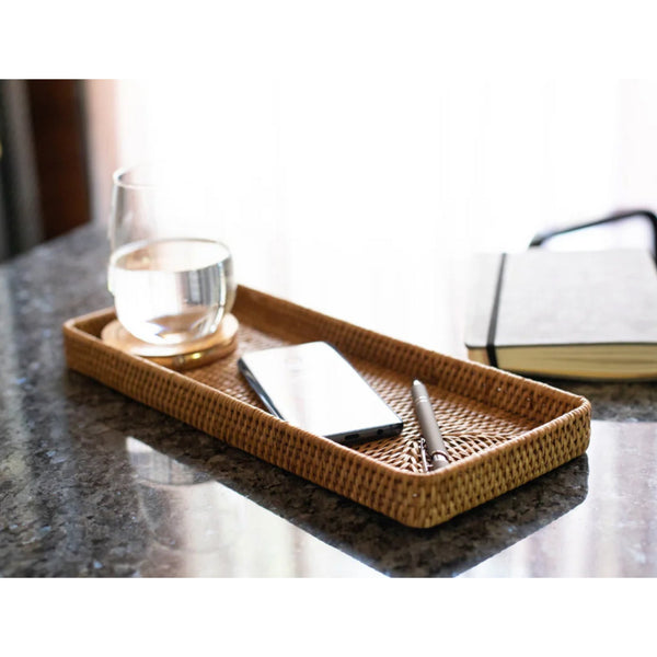 Woven Burmese Rattan Rectangular Vanity Tray - SHOP by Interior Archaeology