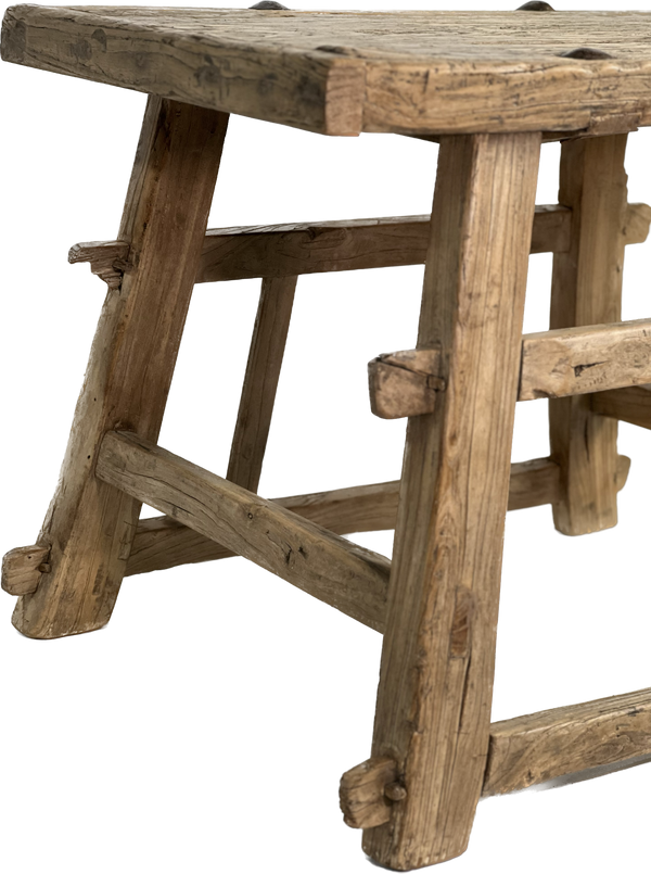 Rustic End Table with Iron Rivets
