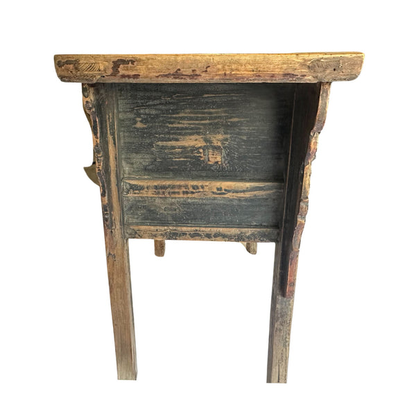 Antique Asian Console with Drawers with Hand Wax Finish of Natural Wood and Distressed Paint - SHOP by Interior Archaeology