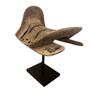 Antique Wooden Saddle on Museum Mount Iron Stand - A - SHOP by Interior Archaeology