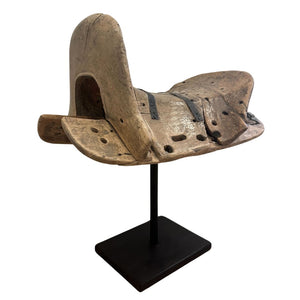 Antique Wooden Saddle on Museum Mount Iron Stand - A - SHOP by Interior Archaeology