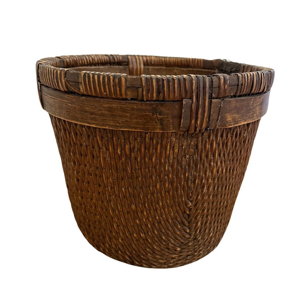 Antique Woven Cache Pot/Plant Basket/Waste Paper Basket - G - SHOP by Interior Archaeology