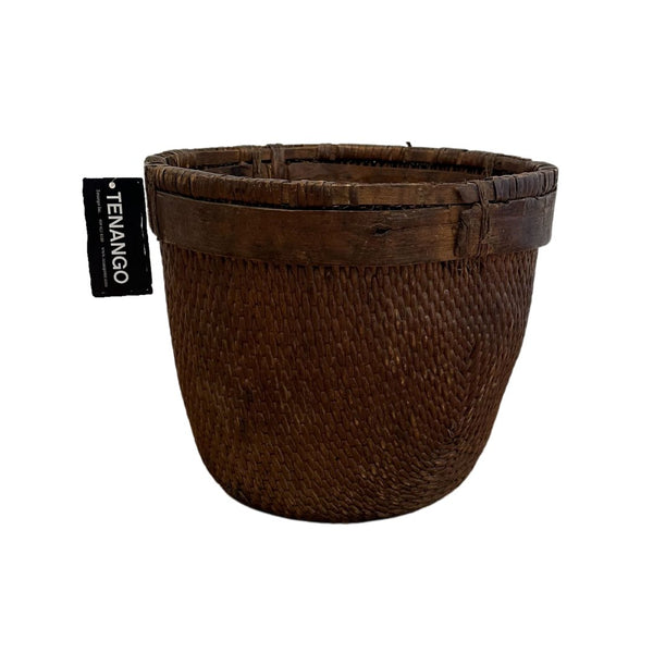 Antique Woven Cache Pot/Plant Basket/Waste Paper Basket - H - SHOP by Interior Archaeology
