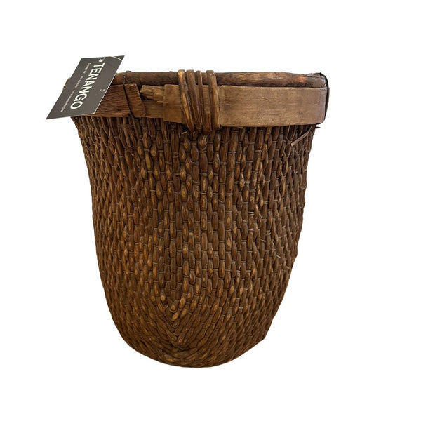 Antique Woven Cache Pot/Plant Basket/Waste Paper Basket - I - SHOP by Interior Archaeology