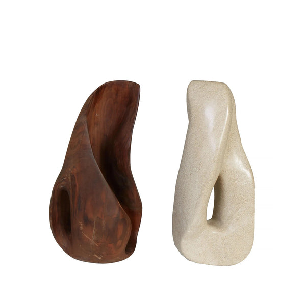 Carved Wood Sculpture and Carved Marble Sculpture - Pair - SHOP by Interior Archaeology