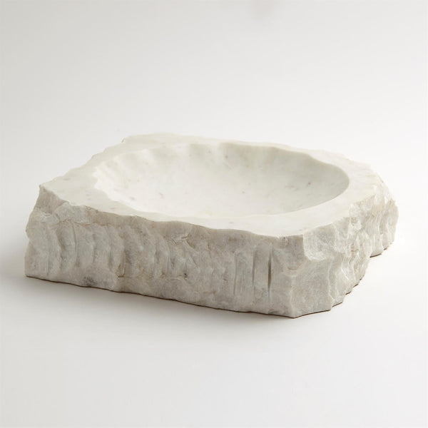 Chiseled White Marble Block Bowl - SHOP by Interior Archaeology