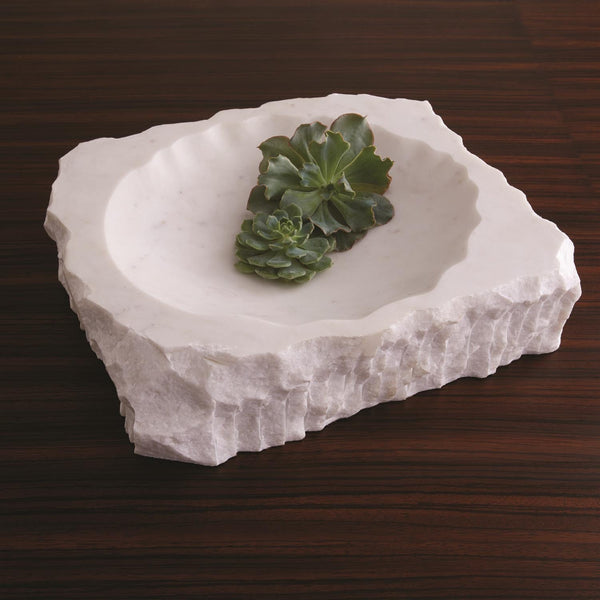Chiseled White Marble Block Bowl - SHOP by Interior Archaeology