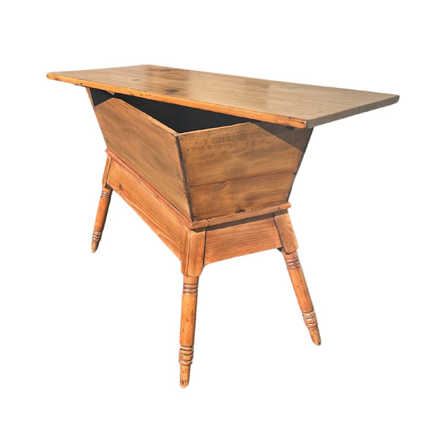 Early Wooden Southern Pine Dough Box on Turned Legs - SHOP by Interior Archaeology