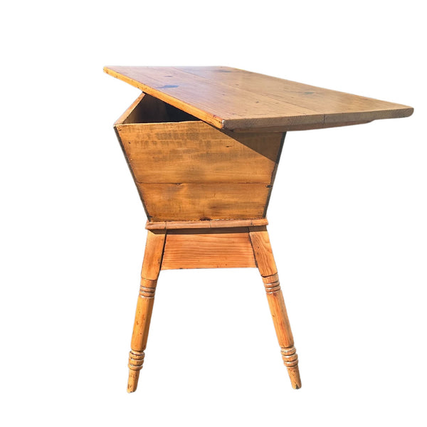 Early Wooden Southern Pine Dough Box on Turned Legs - SHOP by Interior Archaeology