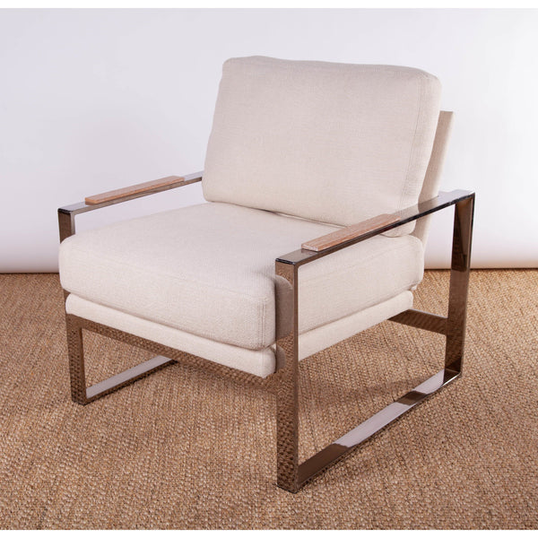Pair of Chrome Lounge Chairs with Cerused Oak Trim - SHOP by Interior Archaeology