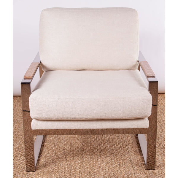 Pair of Chrome Lounge Chairs with Cerused Oak Trim - SHOP by Interior Archaeology