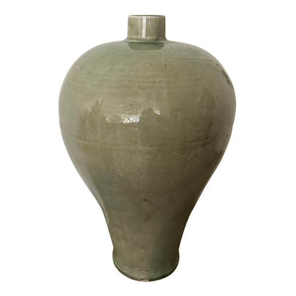 Vintage Green Glazed Ceramic Heart Vase