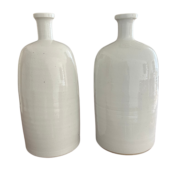 Tall White Ceramic Bottle Vase Collection