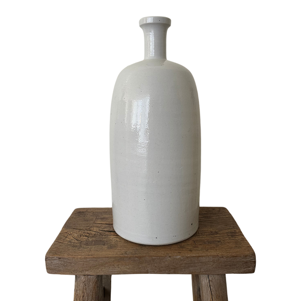 Tall White Ceramic Bottle Vase Collection