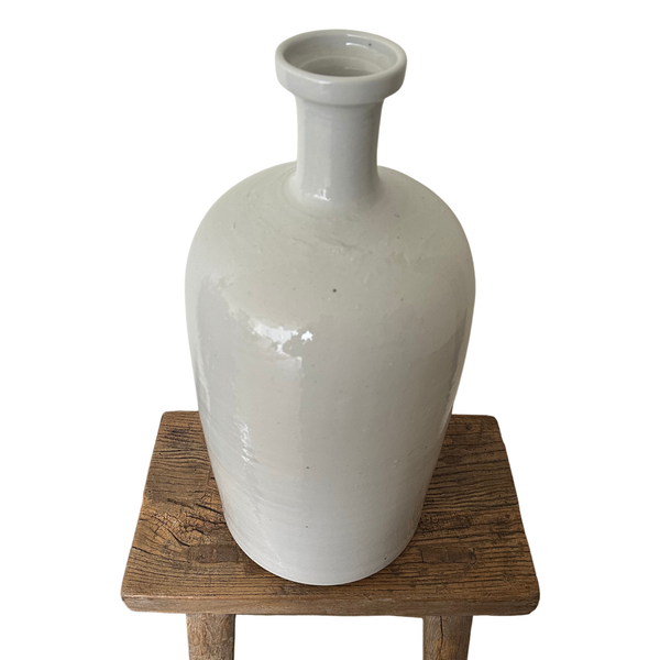 Tall White Ceramic Bottle Vase Collection