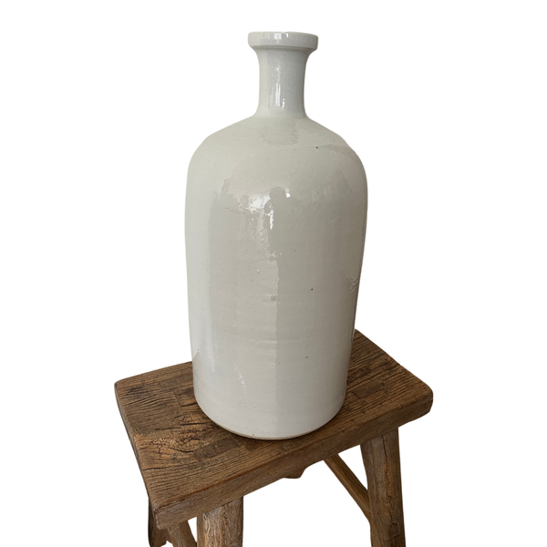 Tall White Ceramic Bottle Vase Collection