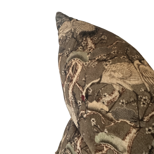 Farrfaccio Pillow in Olive Crane Velvet -  19.5 x 19.5