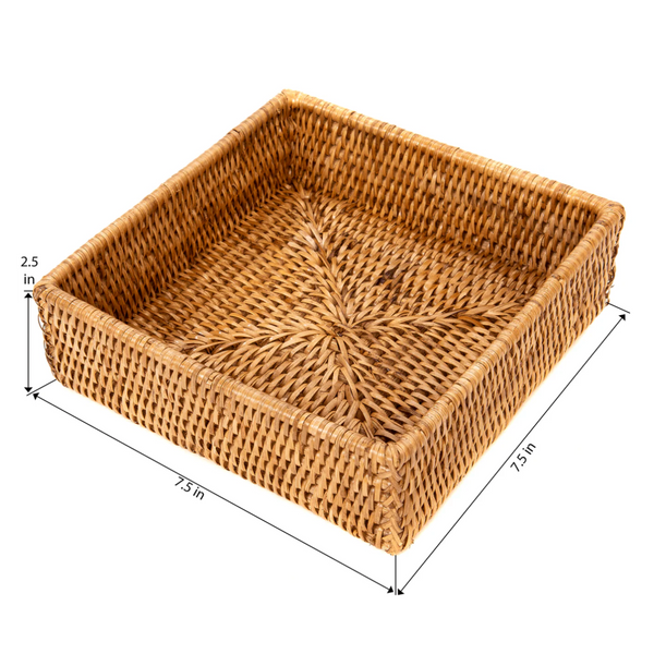 Woven Burmese Rattan Square Luncheon Napkin Holder