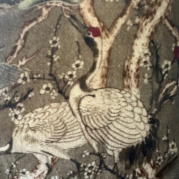 Farrfaccio Pillow in Olive Crane Velvet -  19.5 x 19.5