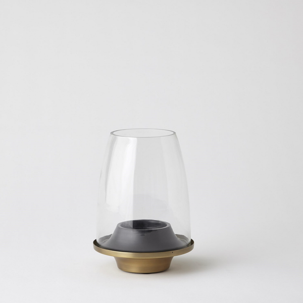 Contemporary Hurricane Candle Holder Collection in Black/Brass