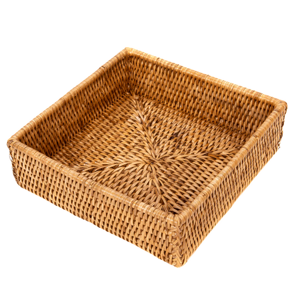 Woven Burmese Rattan Square Luncheon Napkin Holder