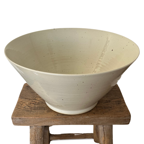 Massive Cone White Speckled Ceramic Bowl