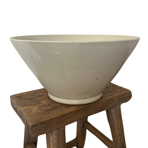 Massive Cone White Speckled Ceramic Bowl