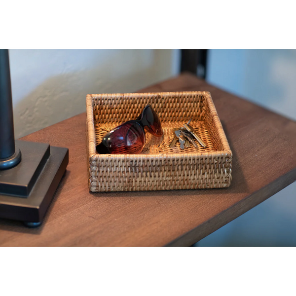 Woven Burmese Rattan Square Luncheon Napkin Holder