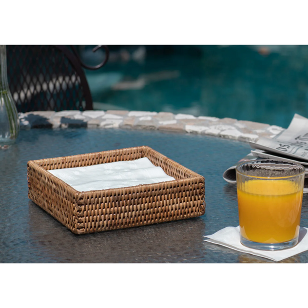 Woven Burmese Rattan Square Luncheon Napkin Holder