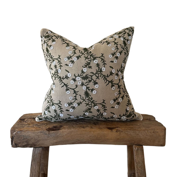 Juliette Pillow in Olive on Natural - 20 x 20 - SHOP by Interior Archaeology