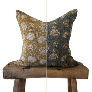 Nadine Pillow in Mustard on Natural / Lush (Reversible) - 22 x 22 - SHOP by Interior Archaeology