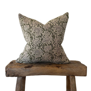 Nadine Pillow in Olive on Natural - 20 x 20 - SHOP by Interior Archaeology