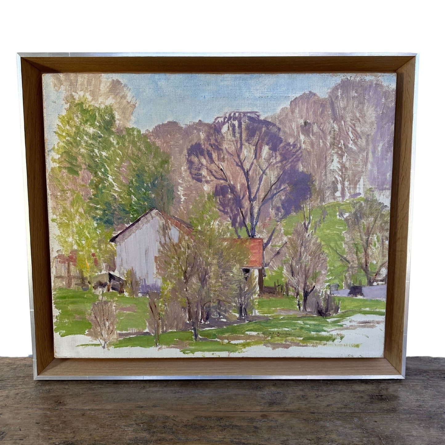 Original Oil on Canvas, "Farmhouse Scene" by Karl Brandner - SHOP by Interior Archaeology