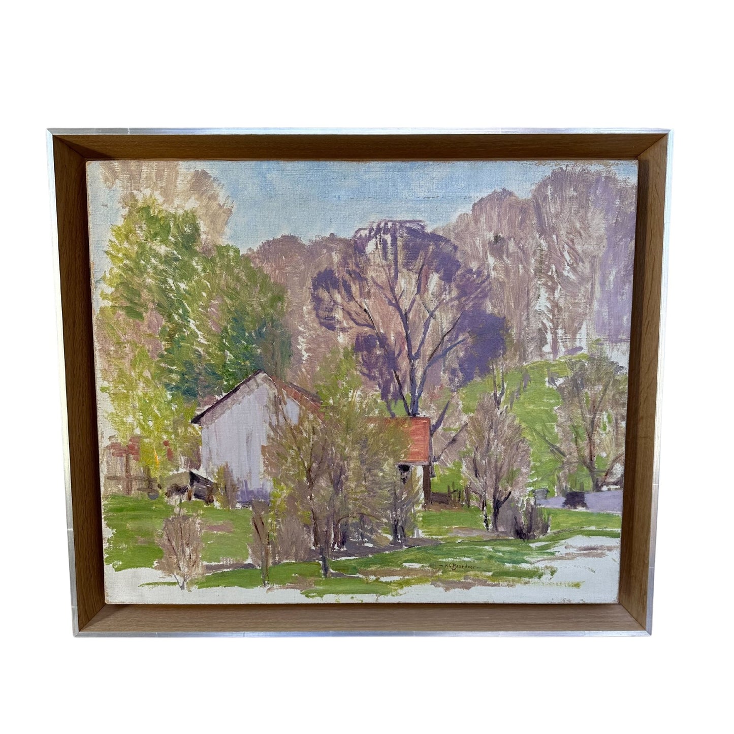 Original Oil on Canvas, "Farmhouse Scene" by Karl Brandner - SHOP by Interior Archaeology