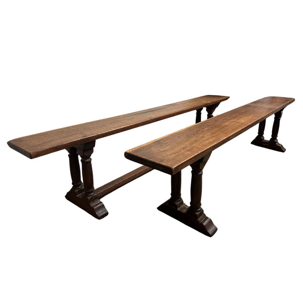 Pair of Antique French Solid Oak Benches - SHOP by Interior Archaeology