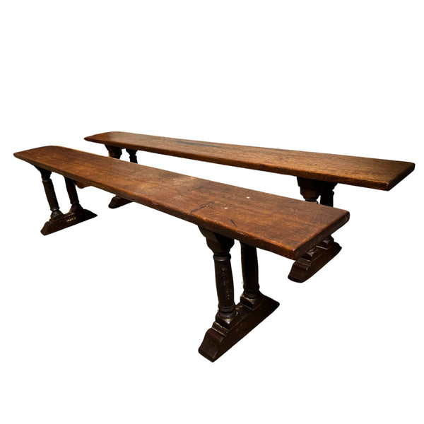 Pair of Antique French Solid Oak Benches - SHOP by Interior Archaeology